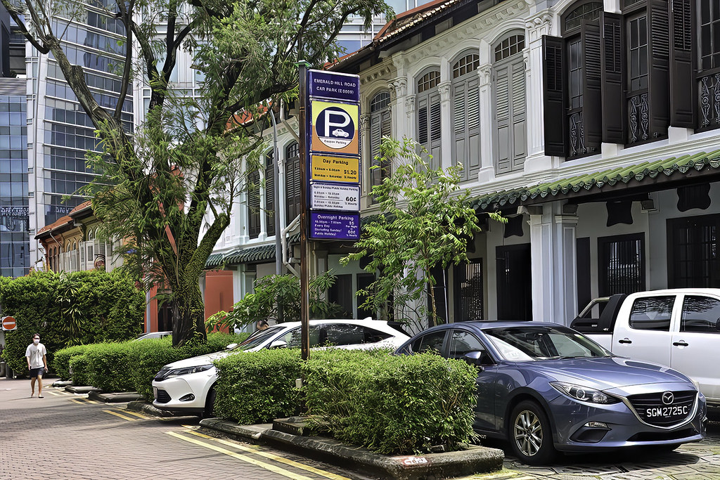 Conserved shophouses along Emerald Hill Road, photographed in 2023