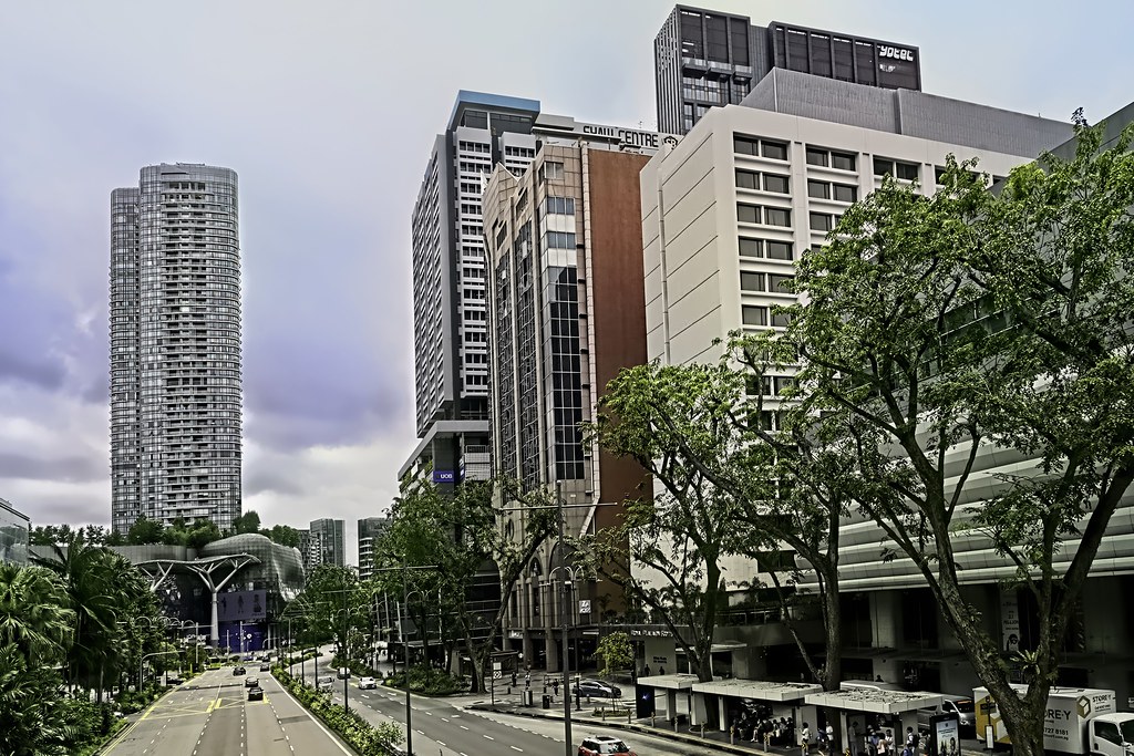 The Orchard Residences tower to the left, seen from Scotts Road in 2025